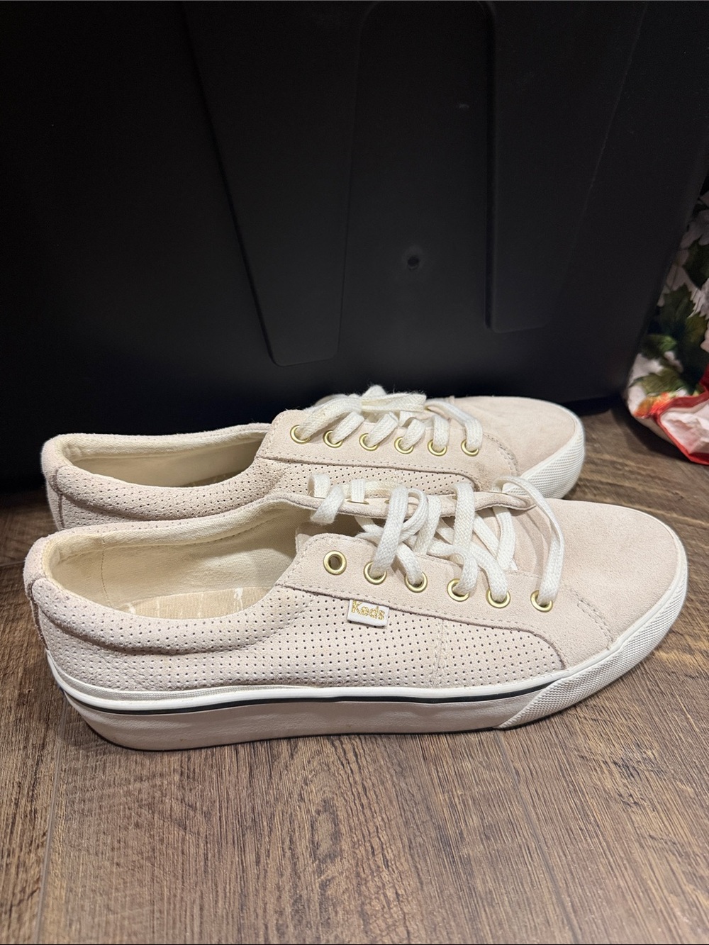 Keds Women's Light Cream Perforated Platform Sneakers